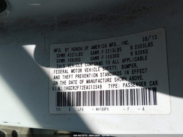 1HGCR2F72EA010549 Honda ACCORD EX