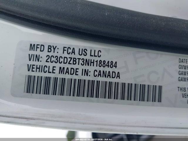 2022 Dodge Challenger R/t მანქანა იყიდება აუქციონზე, vin: 2C3CDZBT3NH188484, აუქციონის ნომერი: 45210779
