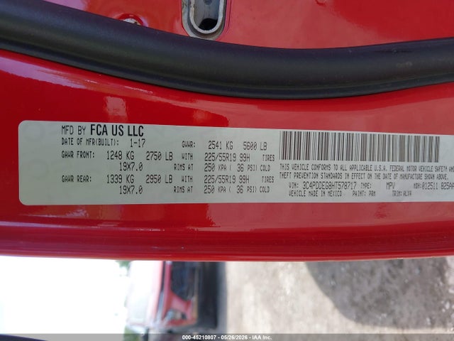 Продаж на аукціоні авто 2017 Dodge Journey Gt Awd, vin: 3C4PDDEG8HT578717, номер лоту: 45210807