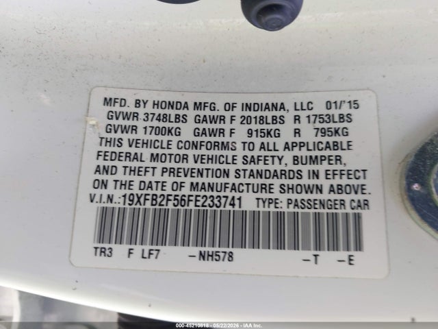 19XFB2F56FE233741 Honda Civic Lx