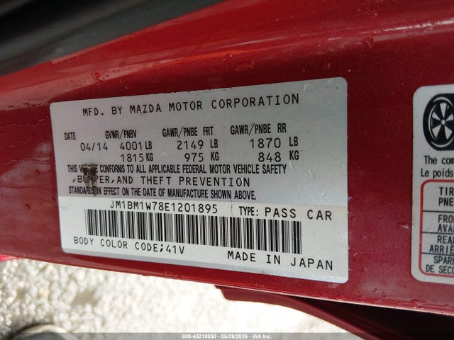 Aukcja sprzedaży 2014 Mazda Mazda3 I Grand Touring, vin: JM1BM1W78E1201895, numer aukcji: 45210830