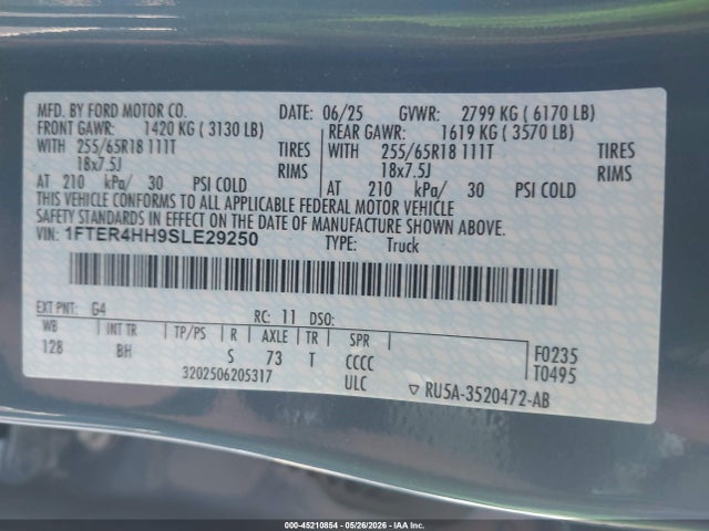 Ford Ranger Xlt 2025 1FTER4HH9SLE29250 Image 9