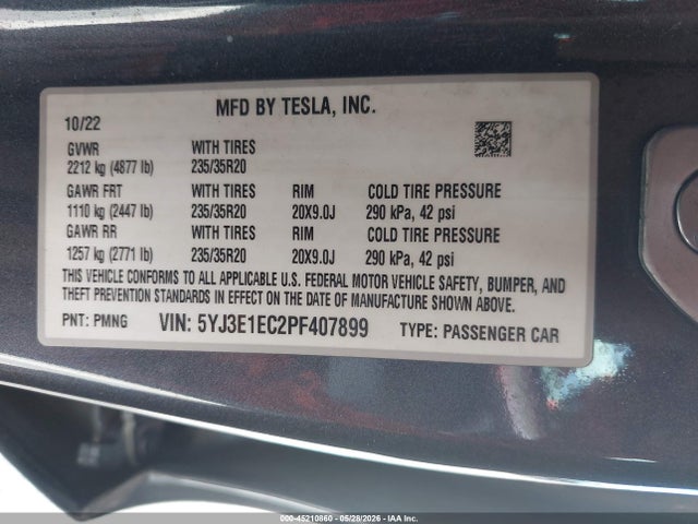 Tesla Model 3 Performance Dual Motor All-wheel Drive 2023 5YJ3E1EC2PF407899 Image 9