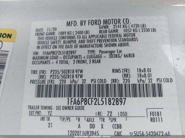 Ford Mustang Gt Fastback 2020 1FA6P8CF2L5182897 Image 9