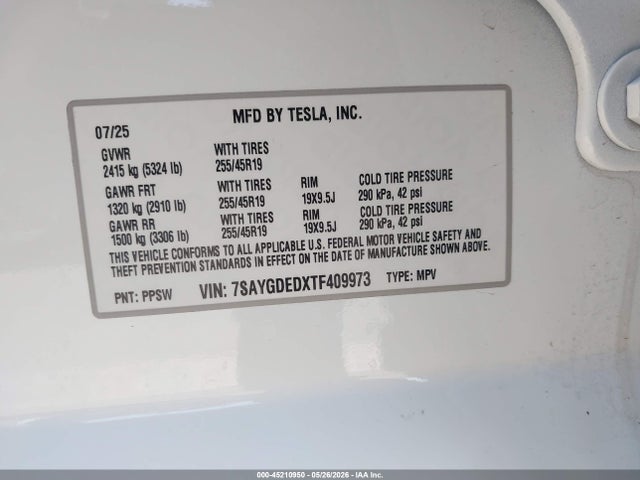 Tesla Model Y 2026 7SAYGDEDXTF409973 Image 9