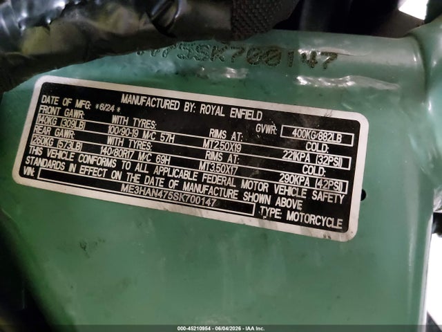 Продажа на аукционе авто 2025 Royal Enfield Motors Bear 650, vin: ME3HAN475SK700147, номер лота: 45210954
