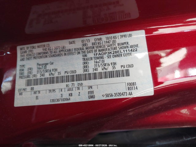 Aukcja sprzedaży 2014 Ford Focus Se, vin: 1FADP3K28EL111422, numer aukcji: 45210996