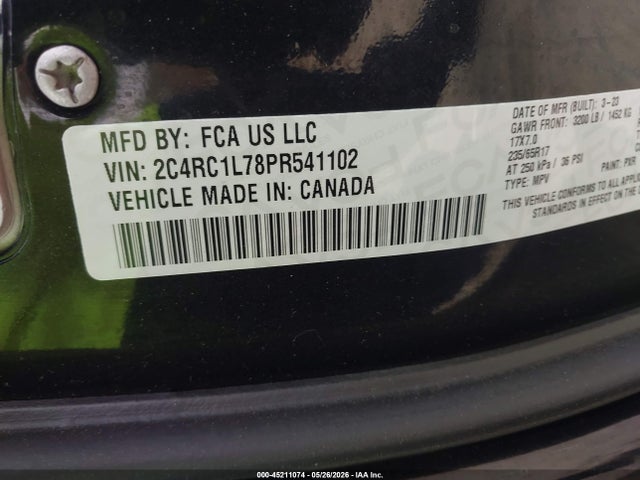 Продажа на аукционе авто 2023 Chrysler Pacifica Hybrid Touring L, vin: 2C4RC1L78PR541102, номер лота: 45211074