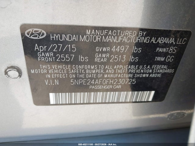 Hyundai SONATA SE 2015 5NPE24AF0FH230725 Image 9