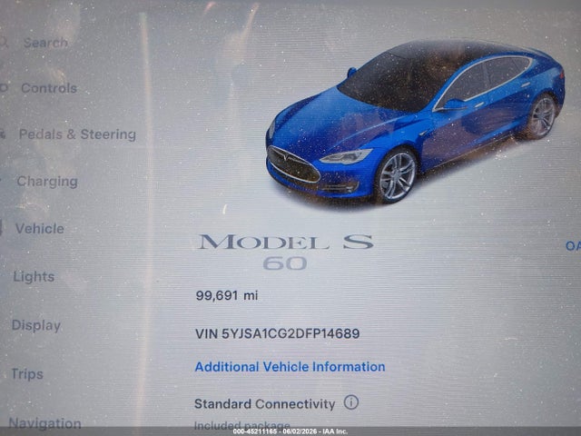 45211165 :رقم المزاد ، 5YJSA1CG2DFP14689 vin ، 2013 Tesla Model S مزاد بيع