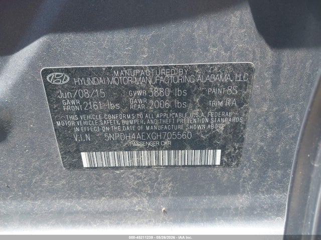 Продажа на аукционе авто 2016 Hyundai Elantra Se, vin: 5NPDH4AEXGH705560, номер лота: 45211239