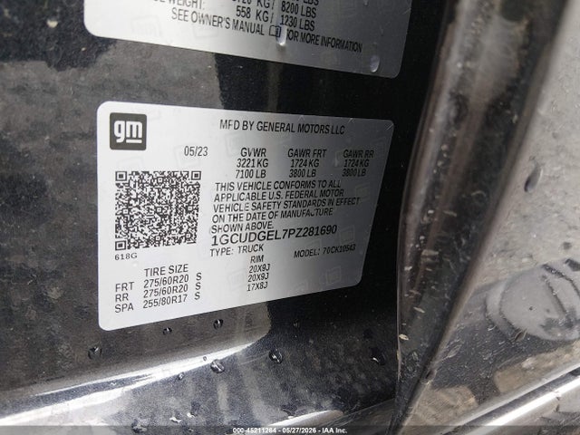 45211264 :رقم المزاد ، 1GCUDGEL7PZ281690 vin ، 2023 Chevrolet Silverado 1500 4wd  Short Bed Ltz مزاد بيع