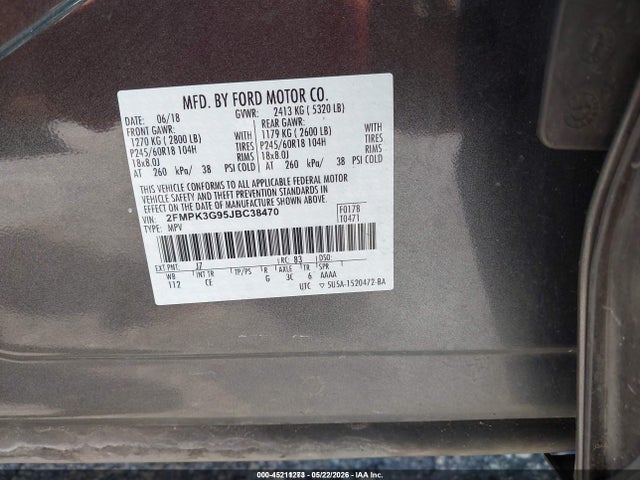 Ford EDGE SE 2018 2FMPK3G95JBC38470 Image 9