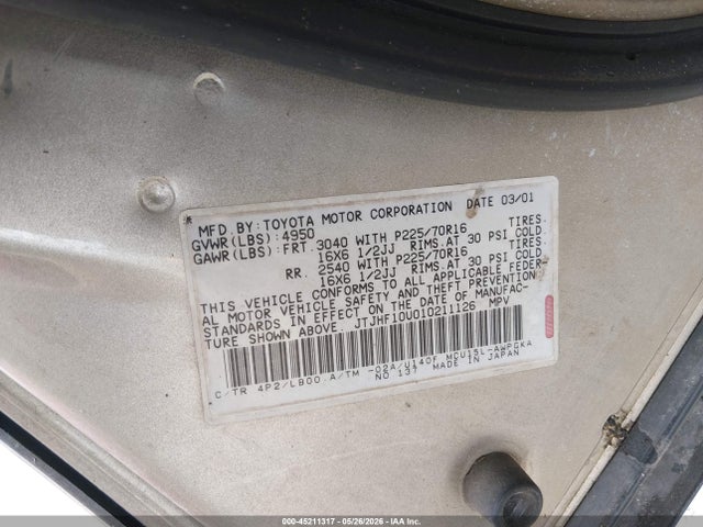 Продаж на аукціоні авто 2001 Lexus Rx 300, vin: JTJHF10U010211126, номер лоту: 45211317