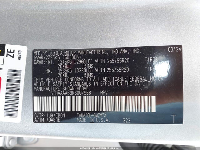 2024 Lexus Tx 350 Premium მანქანა იყიდება აუქციონზე, vin: 5TDAAAA69RS007968, აუქციონის ნომერი: 45211364