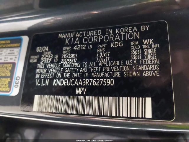 Aukcja sprzedaży 2024 Kia Seltos S, vin: KNDEUCAA3R7627590, numer aukcji: 45211389