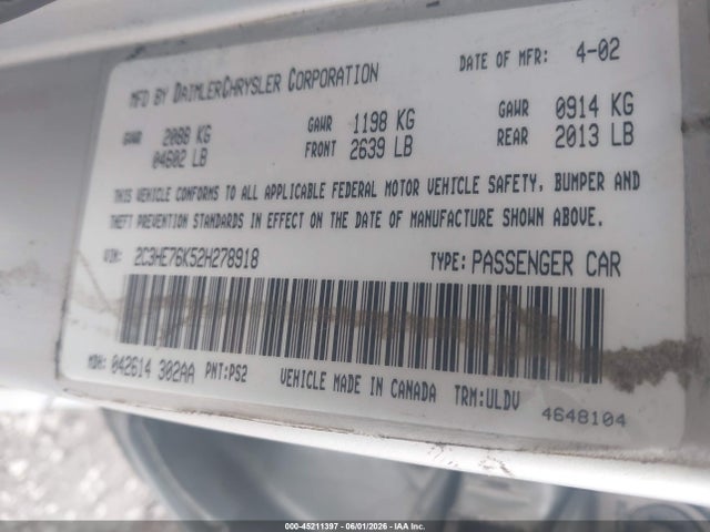 Aukcja sprzedaży 2002 Chrysler 300m Special Edition, vin: 2C3HE76K52H278918, numer aukcji: 45211397