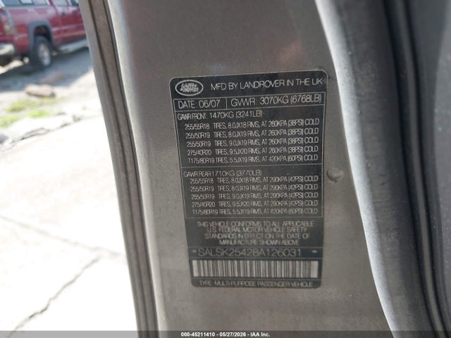 Aukcja sprzedaży 2008 Land Rover Range Rover Sport Hse, vin: SALSK25428A126031, numer aukcji: 45211410