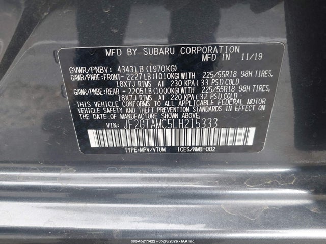 JF2GTAMC5LH215333 Subaru Crosstrek Limited