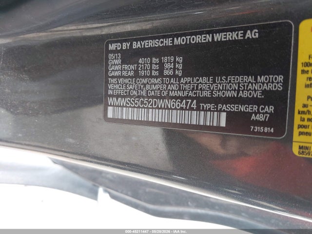 45211447 :رقم المزاد ، WMWSS5C52DWN66474 vin ، 2013 Mini Paceman Cooper S مزاد بيع
