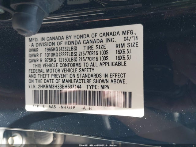 2HKRM3H33EH537144 Honda CR-V LX