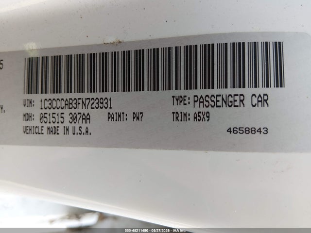 Aukcja sprzedaży 2015 Chrysler 200 Limited, vin: 1C3CCCAB3FN723931, numer aukcji: 45211480
