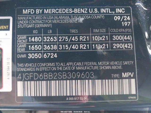 Aukcja sprzedaży 2025 Mercedes-benz Amg Gle 53 Coupe 4matic+, vin: 4JGFD6BB2SB309603, numer aukcji: 45211485