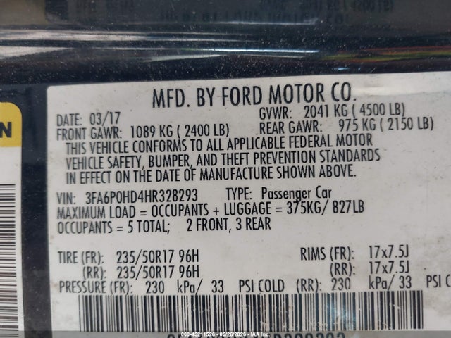 Продаж на аукціоні авто 2017 Ford Fusion Se, vin: 3FA6P0HD4HR328293, номер лоту: 45211526