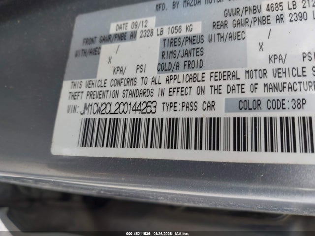 Aukcja sprzedaży 2012 Mazda Mazda5 Touring, vin: JM1CW2CL2C0144263, numer aukcji: 45211536