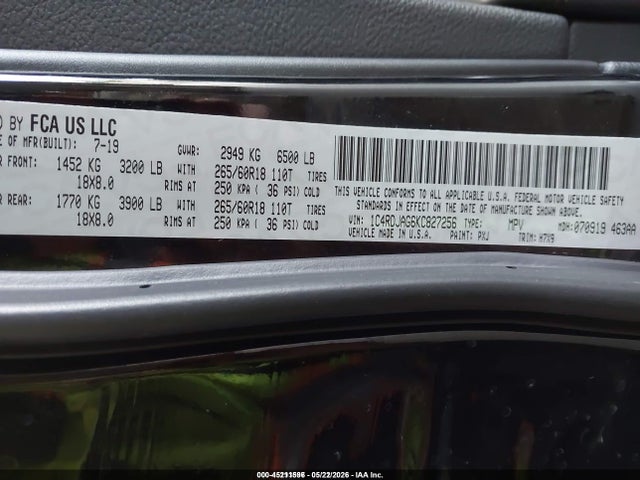 Dodge Durango Sxt Awd 2019 1C4RDJAG6KC827256 Image 9