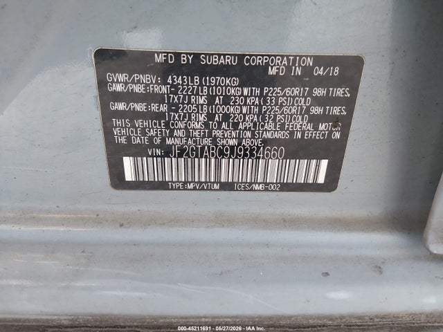 Subaru Crosstrek 2.0i Premium 2018 JF2GTABC9J9334660 Image 9