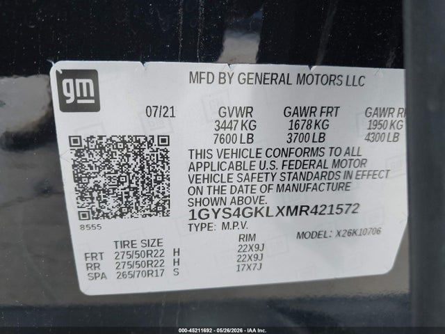 Aukcja sprzedaży 2021 Cadillac Escalade 4wd Sport Platinum, vin: 1GYS4GKLXMR421572, numer aukcji: 45211692