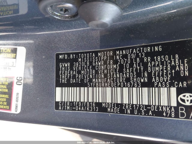 Toyota Corolla Le Plus 2014 5YFBURHE0EP016763 Image 9