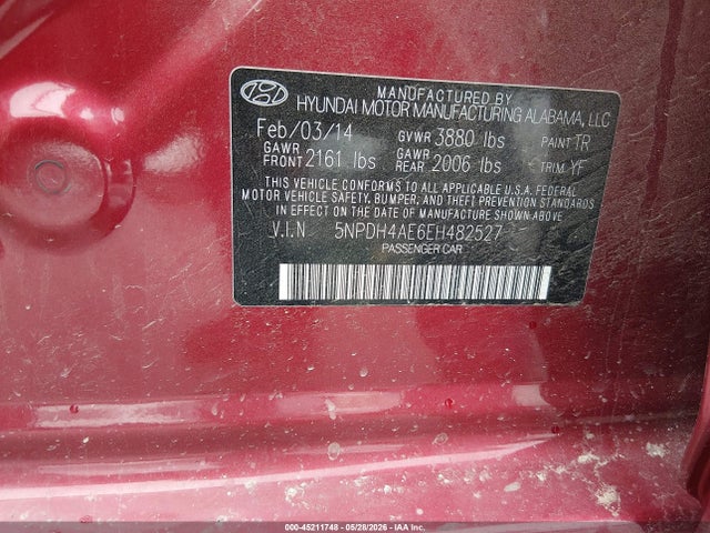 Hyundai ELANTRA SE 2014 5NPDH4AE6EH482527 Image 9