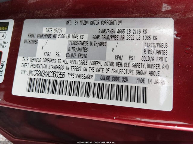 Aukcja sprzedaży 2010 Mazda Mazda5 Sport, vin: JM1CR2W34A0360356, numer aukcji: 45211797