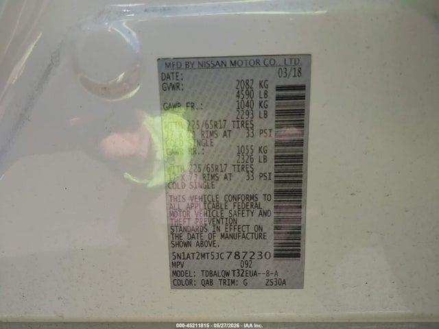 Nissan ROGUE SV 2018 5N1AT2MT5JC787230 Image 9
