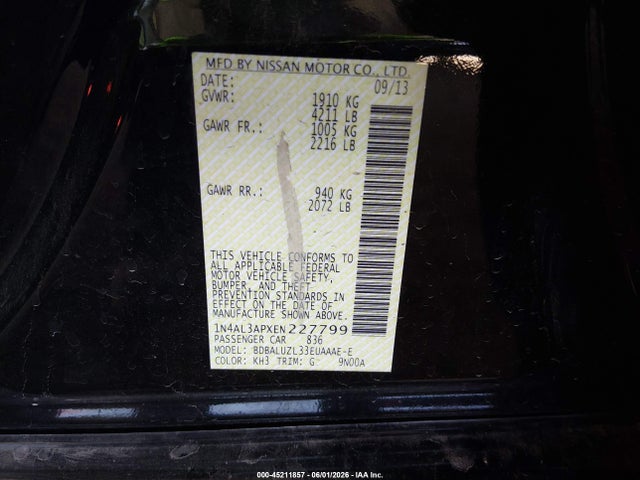 Продажа на аукционе авто 2014 Nissan Altima 2.5 Sv, vin: 1N4AL3APXEN227799, номер лота: 45211857