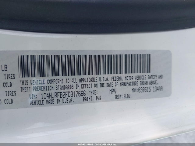 Продажа на аукционе авто 2015 Jeep Patriot High Altitude Edition, vin: 1C4NJRFB2FD317666, номер лота: 45211865