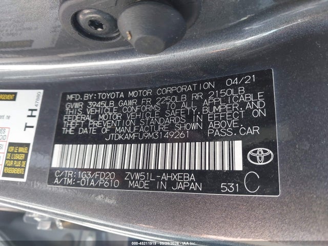 Toyota Prius 2021 JTDKAMFU9M3149261 Image 21