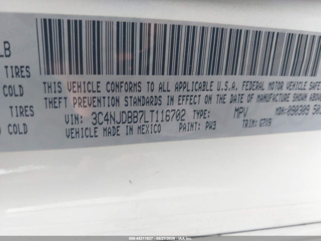 Aukcja sprzedaży 2020 Jeep Compass Altitude 4x4, vin: 3C4NJDBB7LT116702, numer aukcji: 45211927