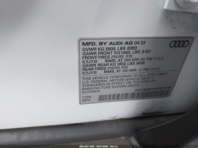 WA1ACBF73PD021949 Audi Q7 Premium 45 Tfsi Quattro Tiptronic