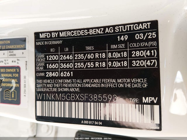 2025 Mercedes-benz Glc 350e 4matic მანქანა იყიდება აუქციონზე, vin: W1NKM5GBXSF385593, აუქციონის ნომერი: 45211985