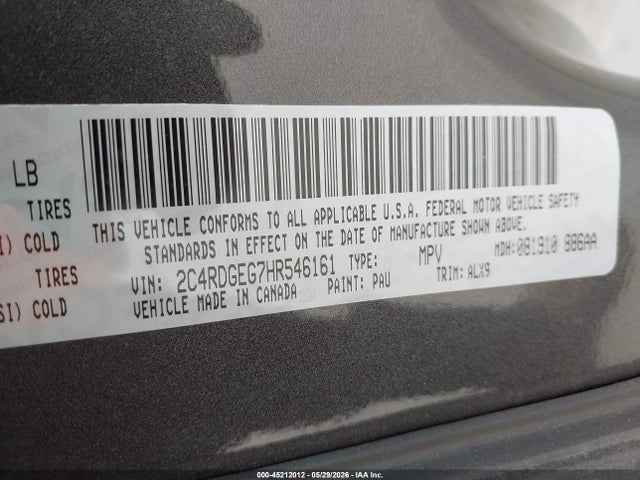 Dodge Grand Caravan Gt 2017 2C4RDGEG7HR546161 Image 9