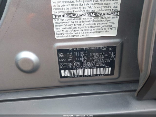 Aukcja sprzedaży 2011 Subaru Outback 3.6r Limited, vin: 4S4BRDLCXB2349343, numer aukcji: 45212097
