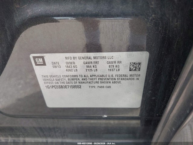 1G1PC5SB3E7158552 Chevrolet Cruze 1lt Auto