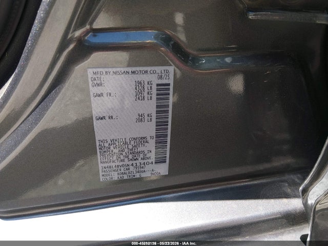 Продажа на аукционе авто 2025 Nissan Altima S Fwd, vin: 1N4BL4BV0SN413404, номер лота: 45212116