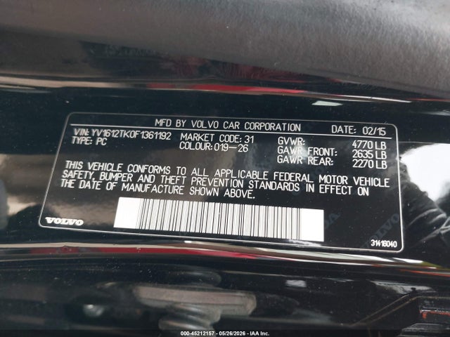 Продажа на аукционе авто 2015 Volvo S60 T5 Premier, vin: YV1612TK0F1361192, номер лота: 45212157