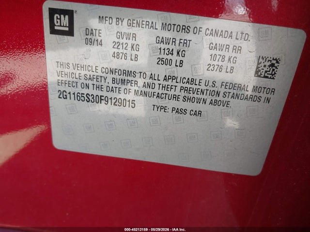 2G1165S30F9129015 Chevrolet IMPALA 2LZ