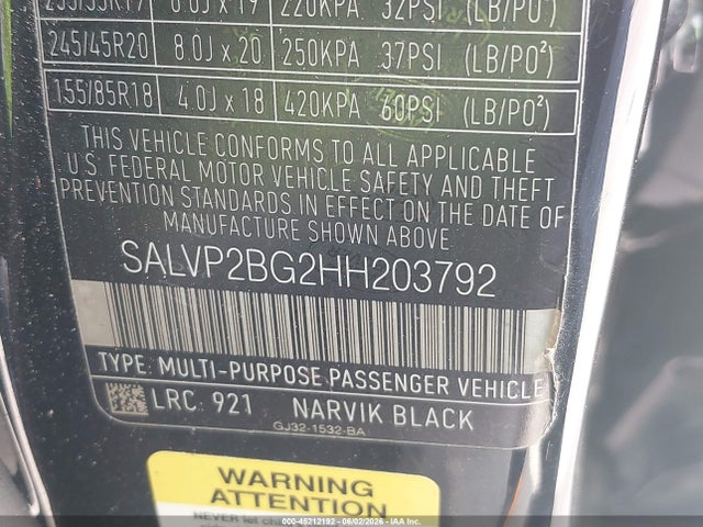 SALVP2BG2HH203792 Land Rover Range Rover Evoque Se/se Premium