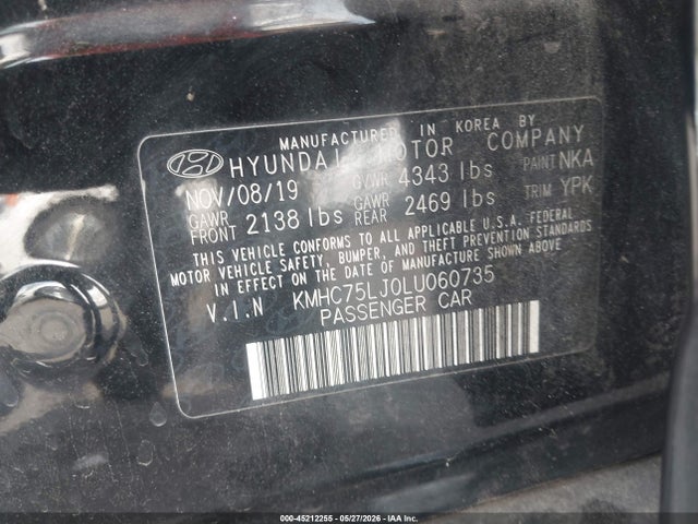 Aukcja sprzedaży 2020 Hyundai Ioniq Electric Se, vin: KMHC75LJ0LU060735, numer aukcji: 45212255